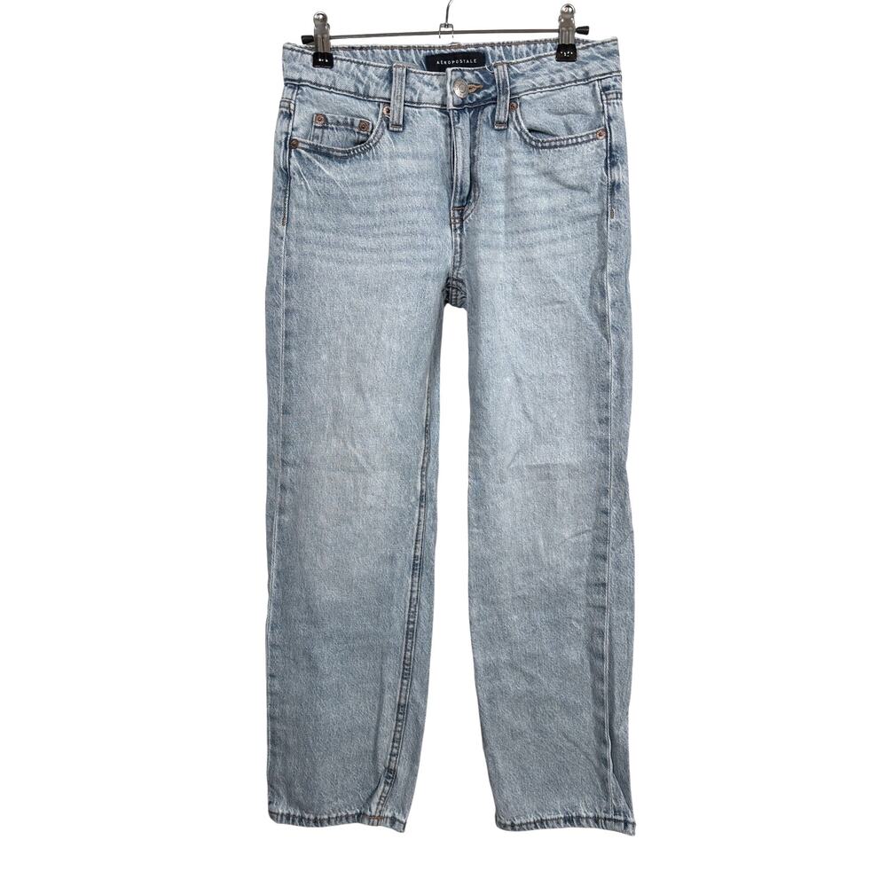 Aeropostale Baggy Jeans Womens 000S Light Blue Low Rise Light Wash Straight